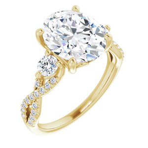 14K Yellow Gold 11x9 mm Oval 1/2 CTW Lab-Grown Diamond Semi-Set Engagement Ring