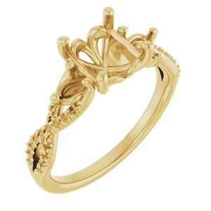 14K Yellow Gold  8 mm Round Engagement Ring Mounting