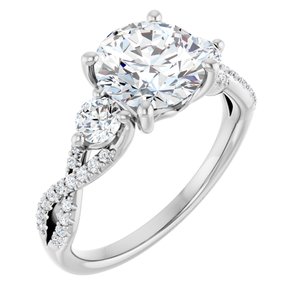 14K White Gold 8 mm Round 3/8 CTW Lab-Grown Diamond Semi-Set Engagement Ring
