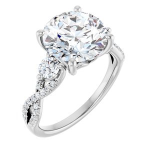 14K White Gold 10 mm Round 1/2 CTW Lab-Grown Diamond Semi-Set Engagement Ring