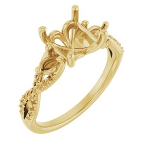 14K Yellow Gold  6.5x6.5 mm Square Engagement Ring Mounting
