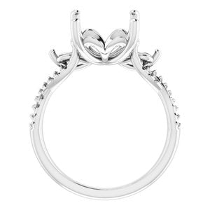 Sterling Silver  11 mm Round Engagement Ring Mounting