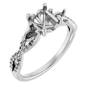 10K White Gold  8x6 mm Oval Engagement Ring Mounting