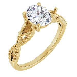 14K Yellow Gold 8x6 mm Oval 3/8 CTW Lab-Grown Diamond Semi-Set Engagement Ring