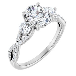 14K White Gold 8x6 mm Oval 3/8 CTW Lab-Grown Diamond Semi-Set Engagement Ring