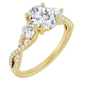 14K Yellow Gold 8x6 mm Oval 3/8 CTW Lab-Grown Diamond Semi-Set Engagement Ring