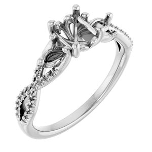 14K White Gold  7x5 mm Oval Engagement Ring Mounting