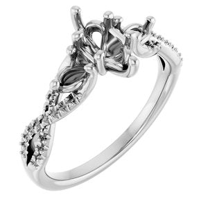 14K White Gold  8x4 mm Marquise Engagement Ring Mounting