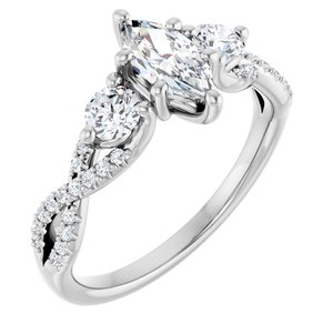 14K White Gold 8x4 mm Marquise 3/8 CTW Lab-Grown Diamond Semi-Set Engagement Ring
