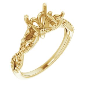 14K Yellow Gold  6x6 mm Square Engagement Ring Mounting