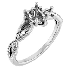 14K White Gold  7x5 mm Pear Engagement Ring Mounting
