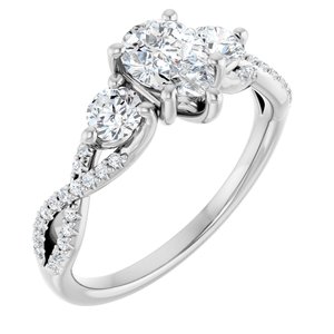 14K White Gold 7x5 mm Pear 3/8 CTW Lab-Grown Diamond Semi-Set Engagement Ring