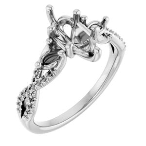 14K White Gold  10x5 mm Marquise Engagement Ring Mounting