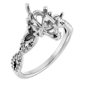 14K White Gold  12x6 mm Marquise Engagement Ring Mounting