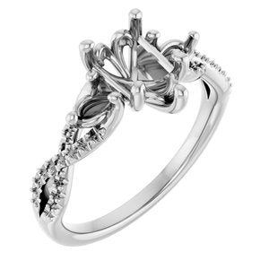 14K White Gold  9x6 mm Pear Engagement Ring Mounting