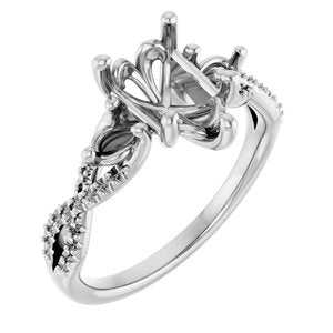 14K White Gold  10x7 mm Pear Engagement Ring Mounting