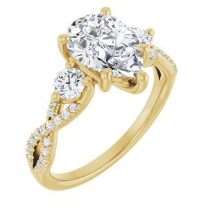 14K Yellow Gold 10x7 mm Pear 3/8 CTW Lab-Grown Diamond Semi-Set Engagement Ring