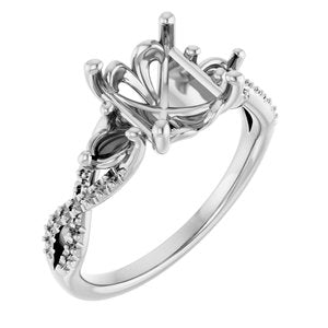 14K White Gold  10x8 mm Oval Engagement Ring Mounting