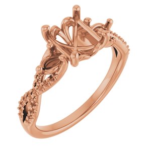 14K Rose Gold  9x7 mm Oval Engagement Ring Mounting