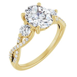 14K Yellow Gold 9x7 mm Oval 3/8 CTW Lab-Grown Diamond Semi-Set Engagement Ring