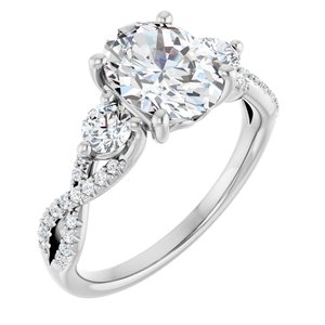 14K White Gold 9x7 mm Oval 3/8 CTW Lab-Grown Diamond Semi-Set Engagement Ring