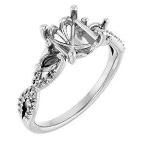 14K White Gold  9x7 mm Oval Engagement Ring Mounting