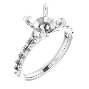 14K White Gold  8.8 mm Round Engagement Ring Mounting