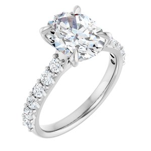 14K White Gold 10x8 mm Oval 1/2 CTW Lab-Grown Diamond Semi-Set Engagement Ring