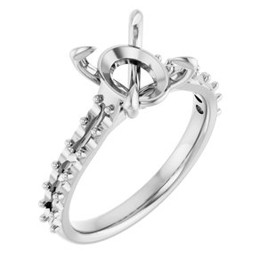 14K White Gold  10x8 mm Oval Engagement Ring Mounting