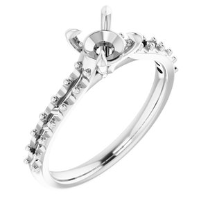 14K White Gold  6 mm Round Engagement Ring Mounting