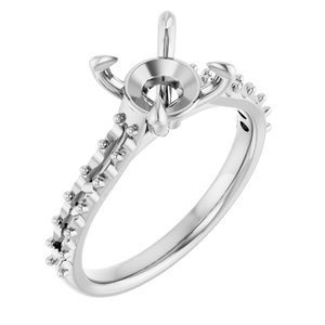 14K White Gold  8 mm Round Engagement Ring Mounting