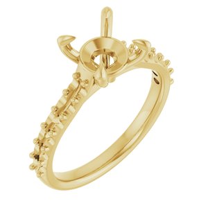 18K Yellow Gold  8 mm Round Engagement Ring Mounting
