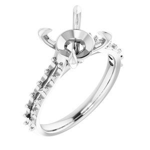 14K White Gold  9.4 mm Round Engagement Ring Mounting