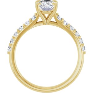 14K Yellow Gold 8x6 mm Oval 1/3 CTW Natural Diamond Semi-Set Engagement Ring