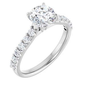 14K White Gold 6.5 mm Round 1/3 CTW Lab-Grown Diamond Semi-Set Engagement Ring