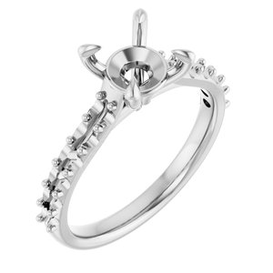 14K White Gold  7.4 mm Round Engagement Ring Mounting