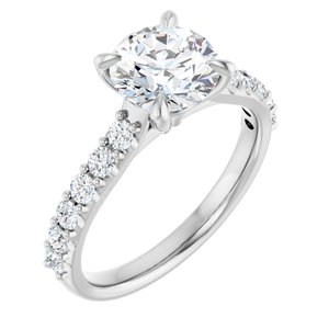 14K White Gold 7.4 mm Round 3/8 CTW Lab-Grown Diamond Semi-Set Engagement Ring
