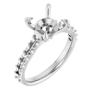 14K White Gold  9 mm Round Engagement Ring Mounting