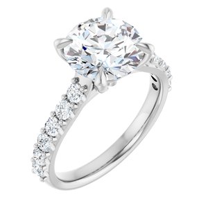14K White Gold 9 mm Round 1/2 CTW Lab-Grown Diamond Semi-Set Engagement Ring