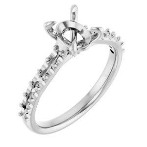 14K White Gold  8x6 mm Oval Engagement Ring Mounting