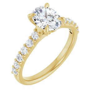 14K Yellow Gold 8x6 mm Oval 1/3 CTW Natural Diamond Semi-Set Engagement Ring
