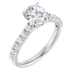 14K White Gold 8x6 mm Oval 1/3 CTW Lab-Grown Diamond Semi-Set Engagement Ring