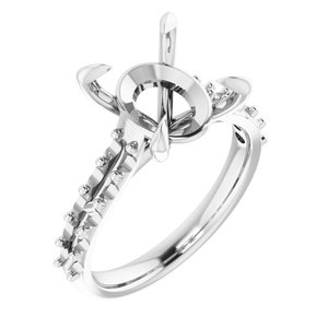 14K White Gold  12x10 mm Oval Engagement Ring Mounting