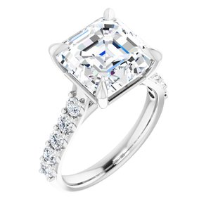 14K White Gold 10x10 mm Asscher 5/8 CTW Lab-Grown Diamond Semi-Set Engagement Ring