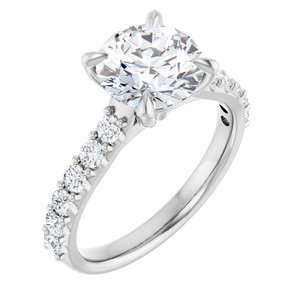 14K White Gold 8.2 mm Round 1/2 CTW Lab-Grown Diamond Semi-Set Engagement Ring