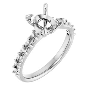 14K White Gold  9x7 mm Oval Engagement Ring Mounting