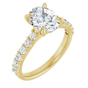 14K Yellow Gold 9x7 mm Oval 1/3 CTW Natural Diamond Semi-Set Engagement Ring