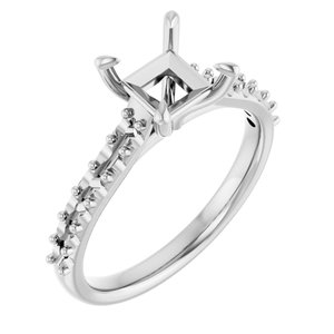 14K White Gold  5.5x5.5 mm Square Engagement Ring Mounting