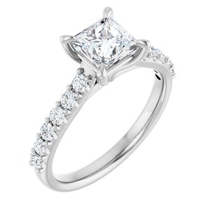 14K White Gold 5.5x5.5 mm Square 1/3 CTW Natural Diamond Semi-Set Engagement Ring