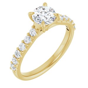 14K Yellow Gold 5.8 mm Round 1/3 CTW Lab-Grown Diamond Semi-Set Engagement Ring
